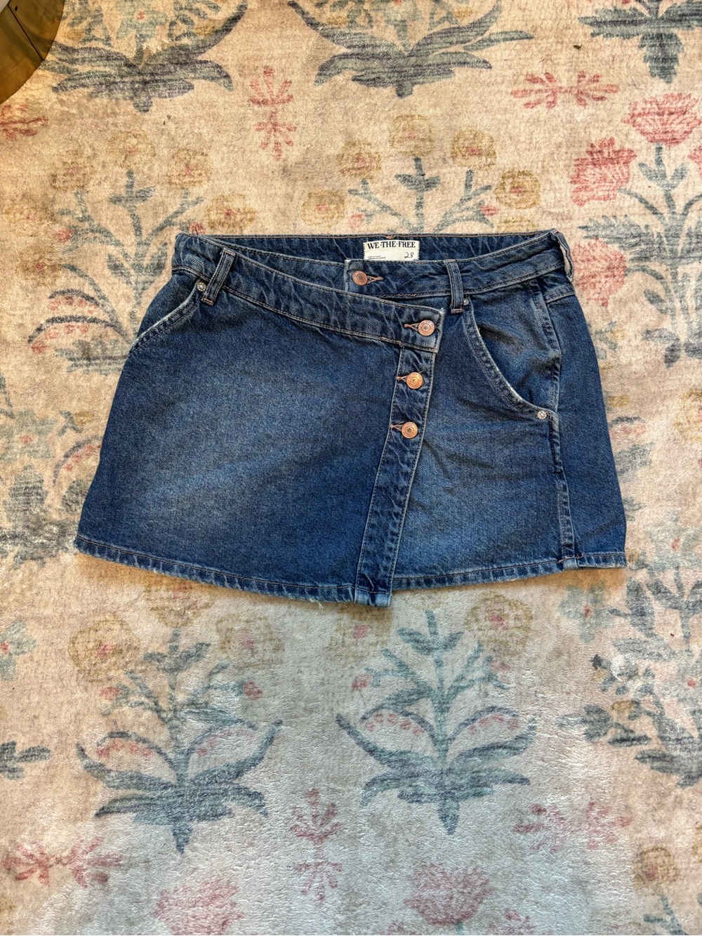 We The Free Indigo Asymmetrical Denim Mini Skirt